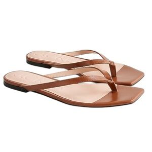 NEW J. Crew Capri Brown Leather Thong Sandals - 11